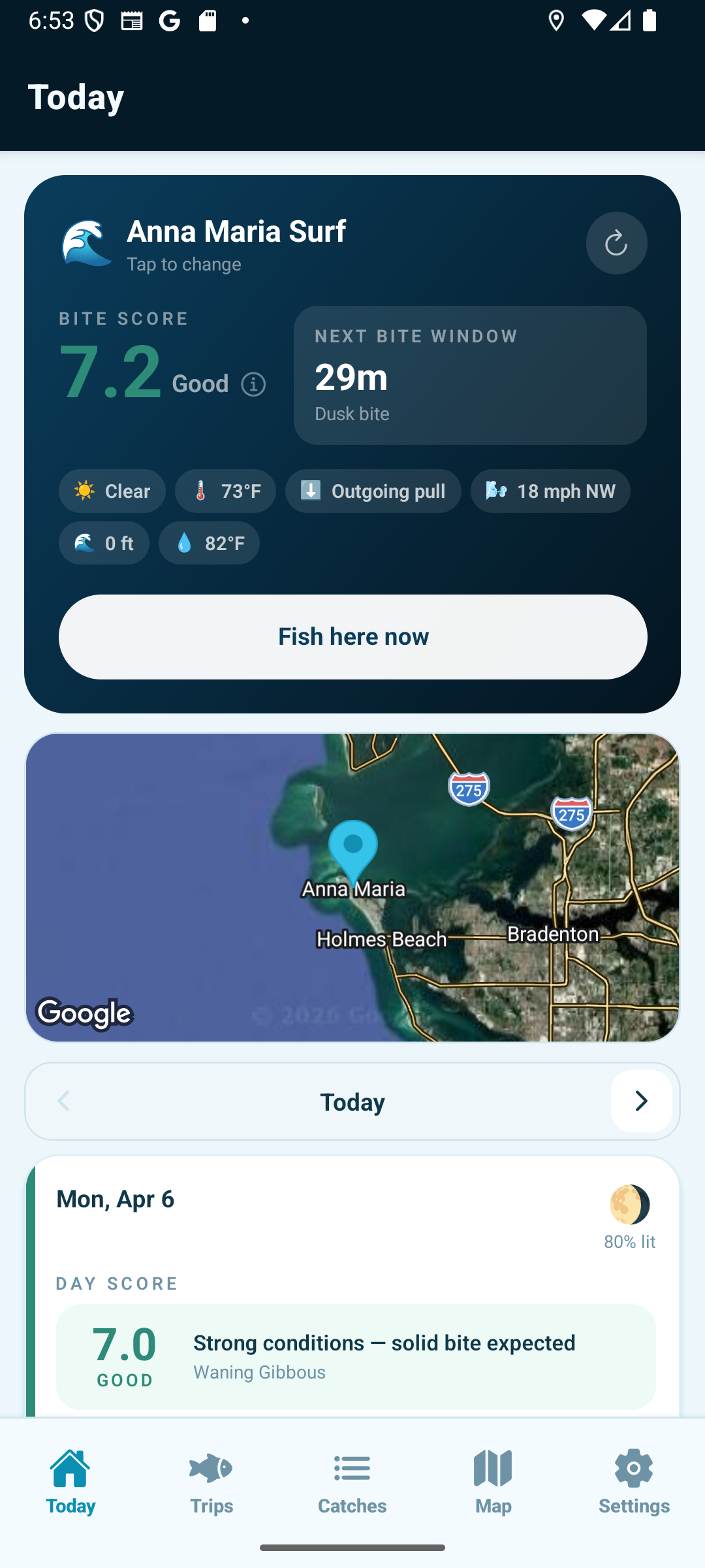 BiteSignal bite score dashboard